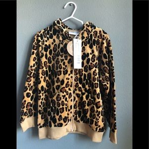 Mini Rodini Leopard Velour Zip Hoodie